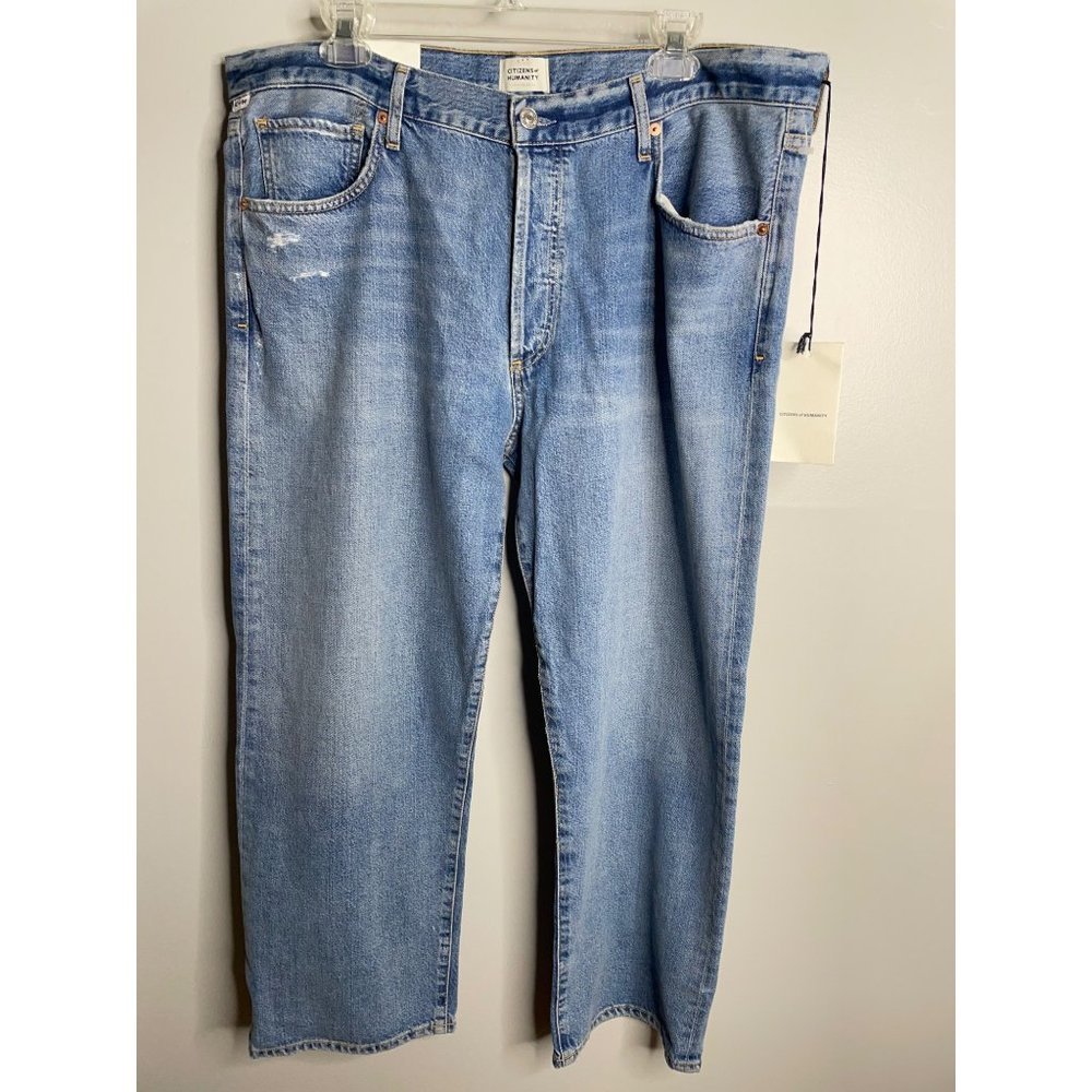 Citizens of Humanity Emery Crop Relaxed Straight Jeans in Old Blue Size 32 NWT - Picture 4 of 8